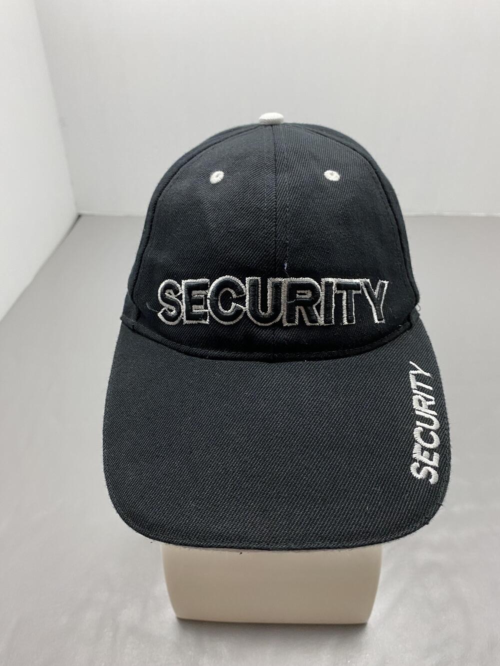 SECURITY Hat Cap Strap Back One Size Black Twill Cotton Baseball Cap Mens